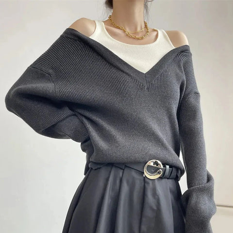 Rael Cut Out Shoulder Colorblock Sweater