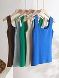 Kori Basic Square Neck Knit Tank Tops