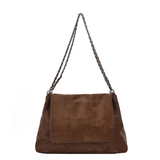 Faux Suede Braided Chain Strap Bag