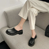 Lorie Leather Rivet Wedge Clogs