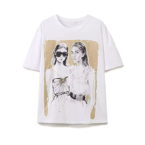 Fashion Girl Sketch Graphic T-Shirt