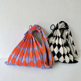 Lillian Diamond Pattern Pleats Knit Bags