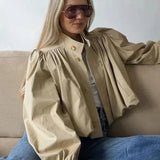 Faith Pleated Cropped Moto Jumper Jacket