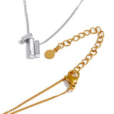 Chic CZ Multi Rectangle Charm Pendant Necklace