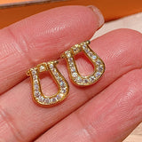Crystal CZ Horsebit Stud Earrings