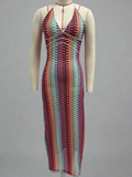 Josephine Zigzag Crochet Maxi Halter Dress