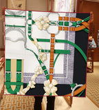 Luxe Flower Belt Print Square Scarves, 90cm