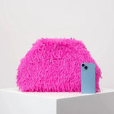 Olivia Fuzzy Oversized Clip Clutch