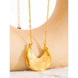 Crinkle Gold Crescent Moon Pendant Necklace