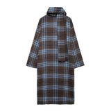 Faith Blue Plaid Scarf Maxi Duster Coat