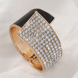 Regina Rhinestone Leather Geometric Cuff Bracelet