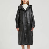 Mirah Hooded Faux Leather Coat