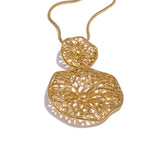 Helena Flower Petal Disk Pendant Necklace