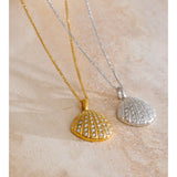 Cubic Zirconia Ocean Shell Pendant Necklace