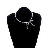 Chic Pearl Bow Knot Choker Necklace