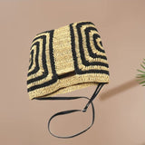 Farrah Geometric Pattern Straw Shoulder Bag
