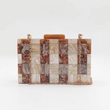 Cora Marble Checks Acrylic Box Clutch