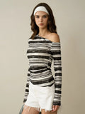 Colette One-Shoulder Stripe Knit Top