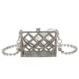 Nina Rhinestone Micro Metal Cage Bag