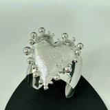 Textured Large Heart Shaped Cuff Bracelets