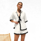 Avalon Waffle Trim Shirt & Short Set