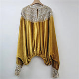 Bridget Sequin Embroidery Velvet Blouse