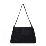 Faux Suede Braided Chain Strap Bag