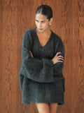 Ciera Oversized Fuzzy V-Neck Sweater