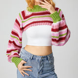 Sami Half Bolero Rainbow Stripe Sweater