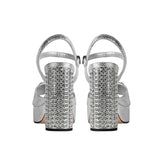 Talia Crystal Buckle Platform Ankle Strap Sandals