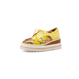 Anica Silk Embroidery Leather Platform Oxford Shoes