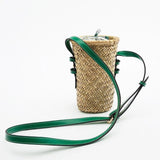 Praire Floral Embroidery Mini Straw Bucket Bag