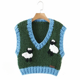 Lorena Handmade Sheep Crop Sweater Vest