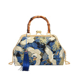 Ilta Kimono Prints Bamboo Handle Clutch Bag