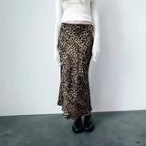 Jain Dark Leopard Print Satin Maxi Skirt