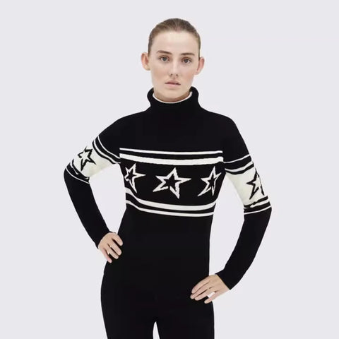 Mara Star Prints Turtleneck Knit Tops