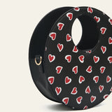 Kara Heart Print Round Bag