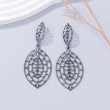 Crystal Leaf Web Drop Earrings