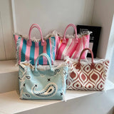 Yves Fringe Canvas Tote Bag