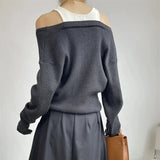 Rael Cut Out Shoulder Colorblock Sweater