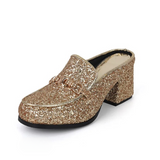 Misty Glitter Metallic Clog Mules