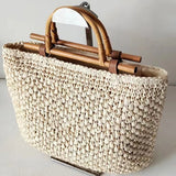 Blythe Bamboo Handle Straw Tote