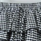 Aili Gingham Tierred Ruffles Mini Skirt