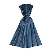 Jules Butterfly Sleeve Maxi Denim Dress