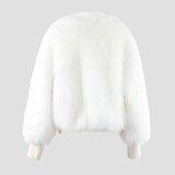 Nayeli Faux Rabbit Fur Bomber Jacket - Black or White