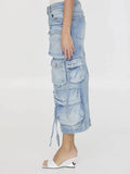 Selma Multi Pocket Cargo Denim Skirt