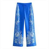 Ramona Blue Printed Wide Leg Pants