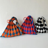 Lillian Diamond Pattern Pleats Knit Bags