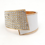 Regina Rhinestone Leather Geometric Cuff Bracelet