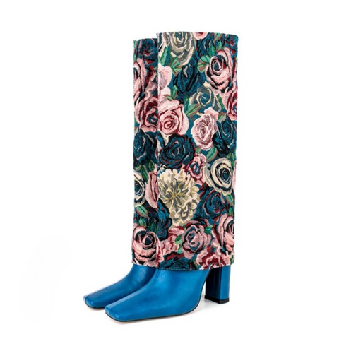 Ethiene Floral Upper Knee High Boots